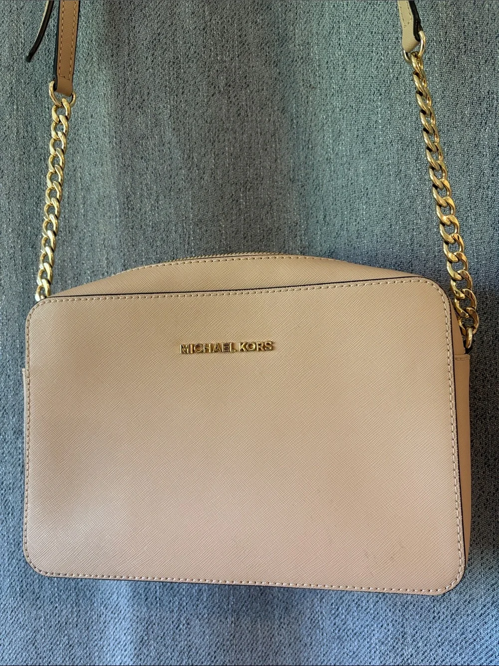Michael Kors Saffiano Crossbody with Gold Chain